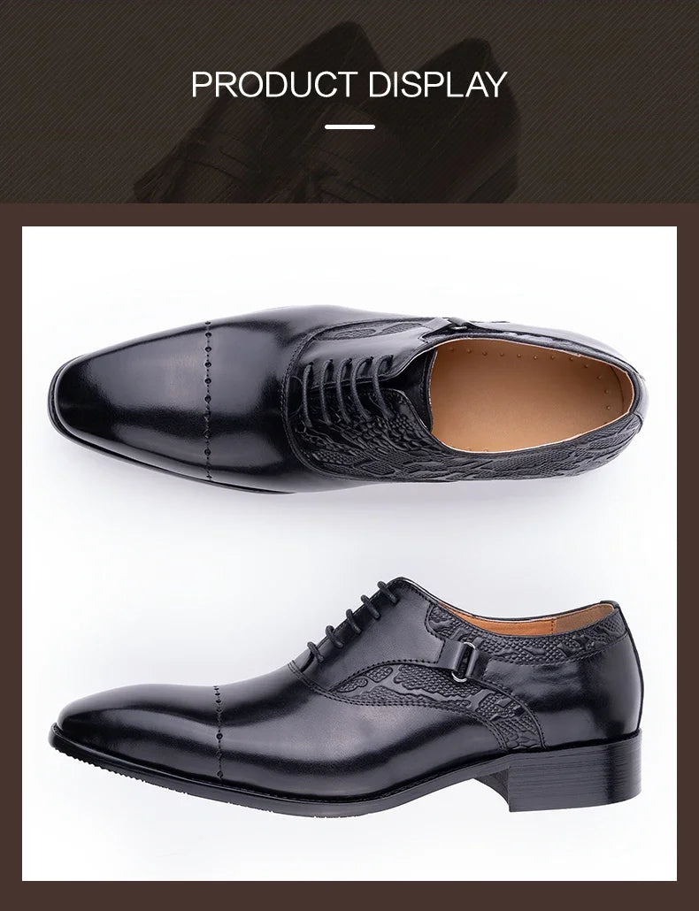 Men's Genuine Leather Oxford Shoes High Quality Italian Design for Business Lace Up Formal Office Casual Dress Weddings Pointed