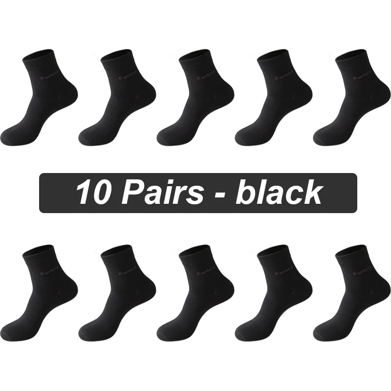 10Pairs Bamboo Fiber Socks Men Casual Business Anti-Bacterial Comfortable Breatheable High Quality Sock Male Plus Size EU38-46