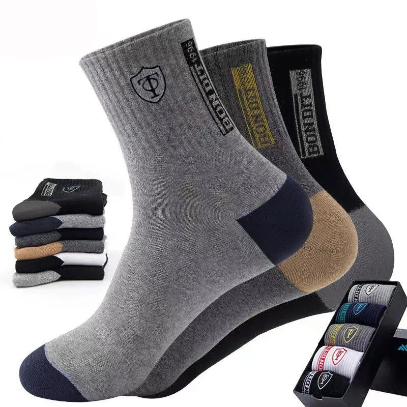 5 pairs of breathable cotton sports socks men's bamboo fiber spring, summer and autumn men's socks sweat deodorant business sock