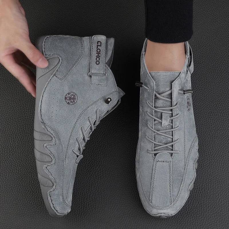 Men's Genuine Leather Shoes Ankle Boots 2023 Men Sneakers Outdoor Light Lace-Up Casual Shoes Fashion Loafers Winter Warm Boots