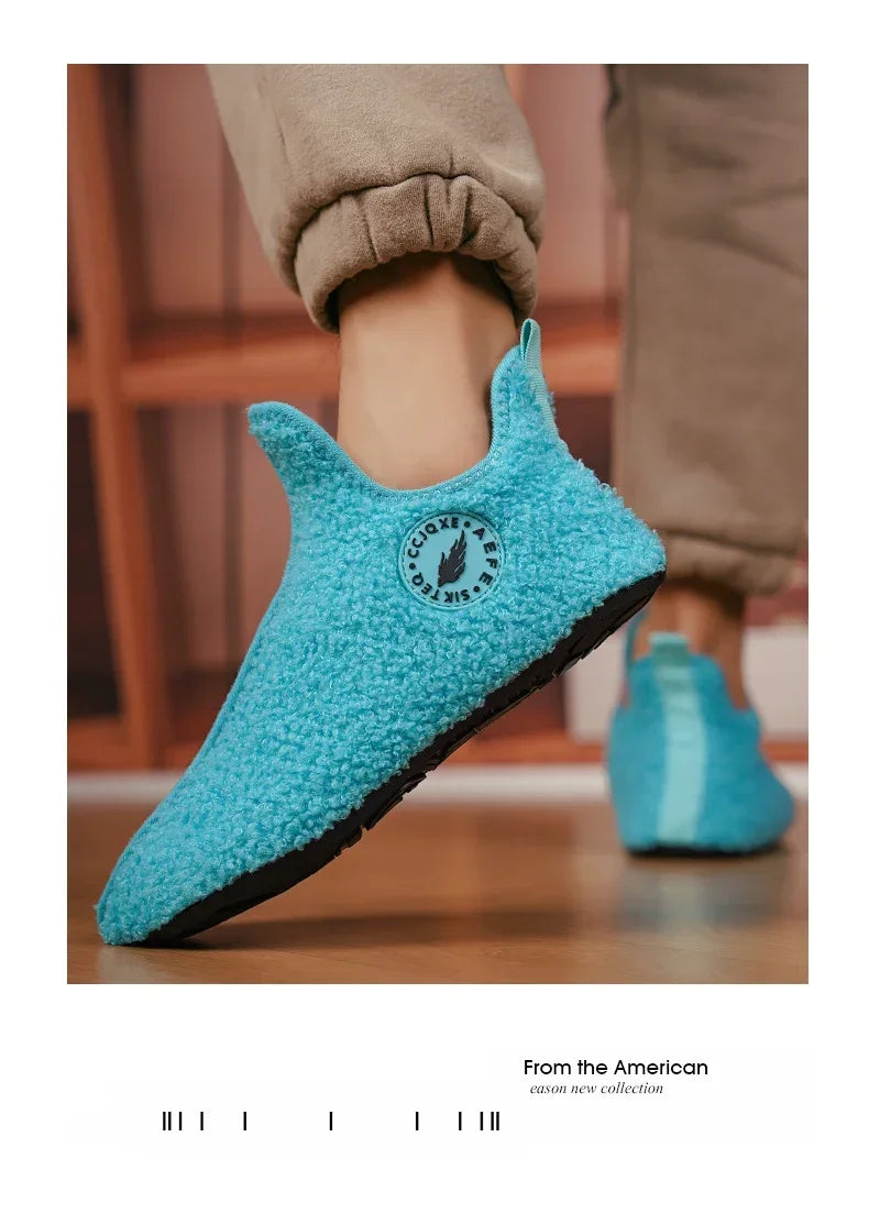 YRZL Winter Slippers Men Couple Slippers Non-slip Warm Women and Men Slipper Indoor Soft Shoes Comfortable Flat Home Cotton Shoe