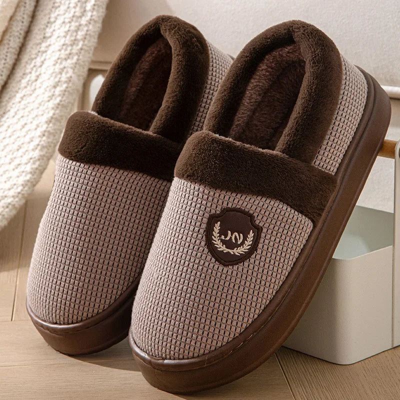 2023 New Winter Fleece-lined Cotton Slippers For Men Women Home Use Non-slip Thick Bottom Indoor Outdoor Wear Couples Warm