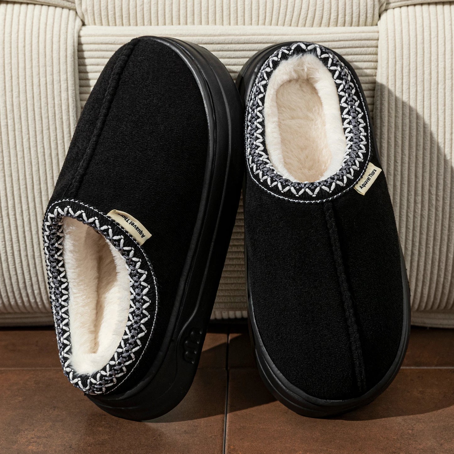 Warm Simple Casual Couples Men's Slippers Winter Boots Comfy Fashion Bedroom Soft Sole Women's Home Plush Shoes Indoor Non-slip