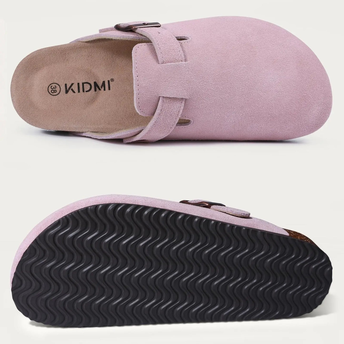 Comwarm Fashion Men's Suede Mules Slippers New Women Clogs Cork Insole Sandals With Arch Support Outdoor Beach Slides Home Shoes