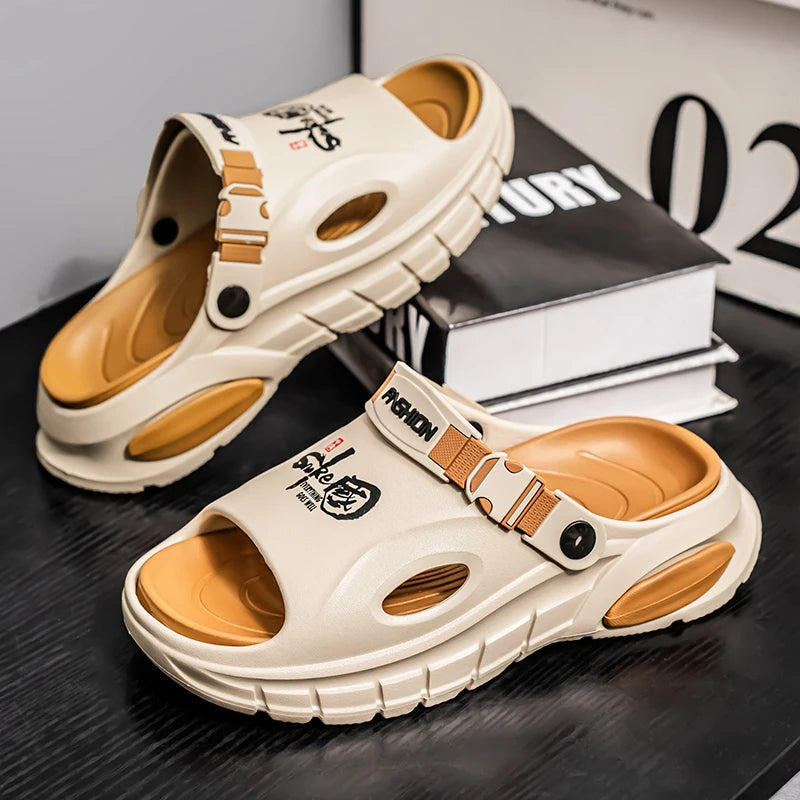 Spring Summer Men's Outdoor Slippers Beach Clogs Sandals Soft Comfortable Slides Mens Casual Water Garden Shoes Male Slippers