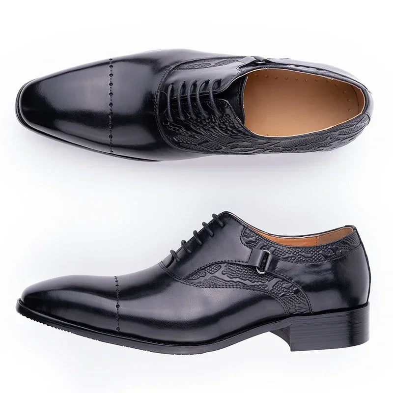 Men's Genuine Leather Oxford Shoes High Quality Italian Design for Business Lace Up Formal Office Casual Dress Weddings Pointed