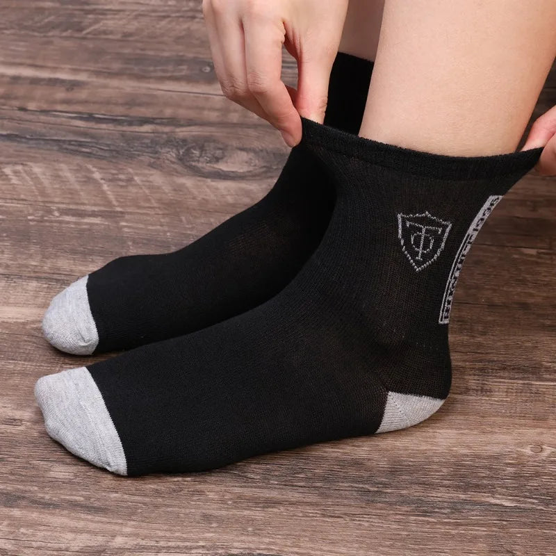 5 pairs of breathable cotton sports socks men's bamboo fiber spring, summer and autumn men's socks sweat deodorant business sock