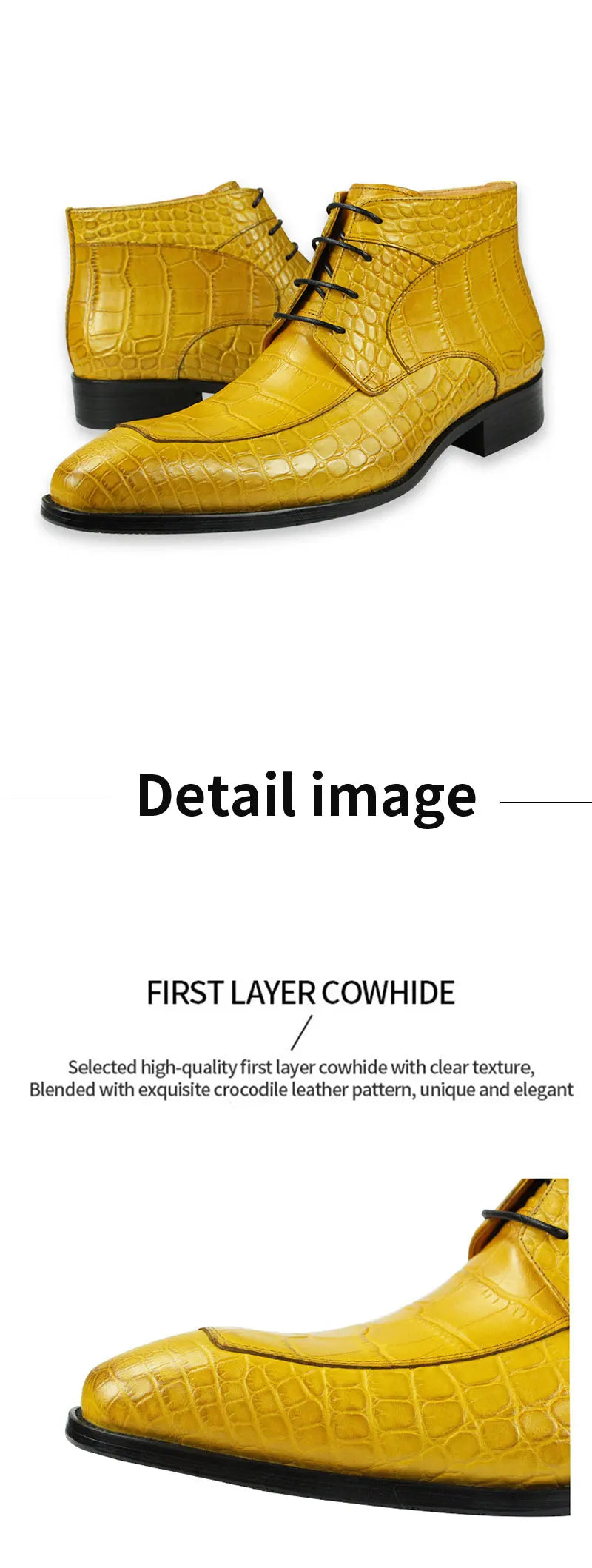 Genuine cow leather with crocodile skin printing lace up shoes Style Solid Boots Sneakers Men's Black yellow oversize Big Size48