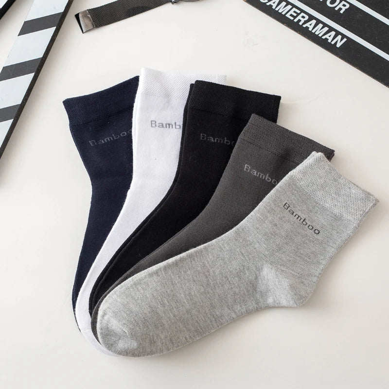 10Pairs Bamboo Fiber Socks Men Casual Business Anti-Bacterial Comfortable Breatheable High Quality Sock Male Plus Size EU38-46