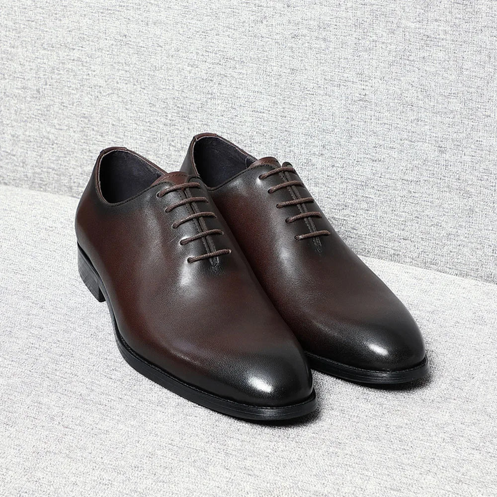 Classic Handmade Mens Dress Shoes Genuine Leather Whole Cut Round Toe Oxford Shoes Business Wedding Formal Suit Shoes Man