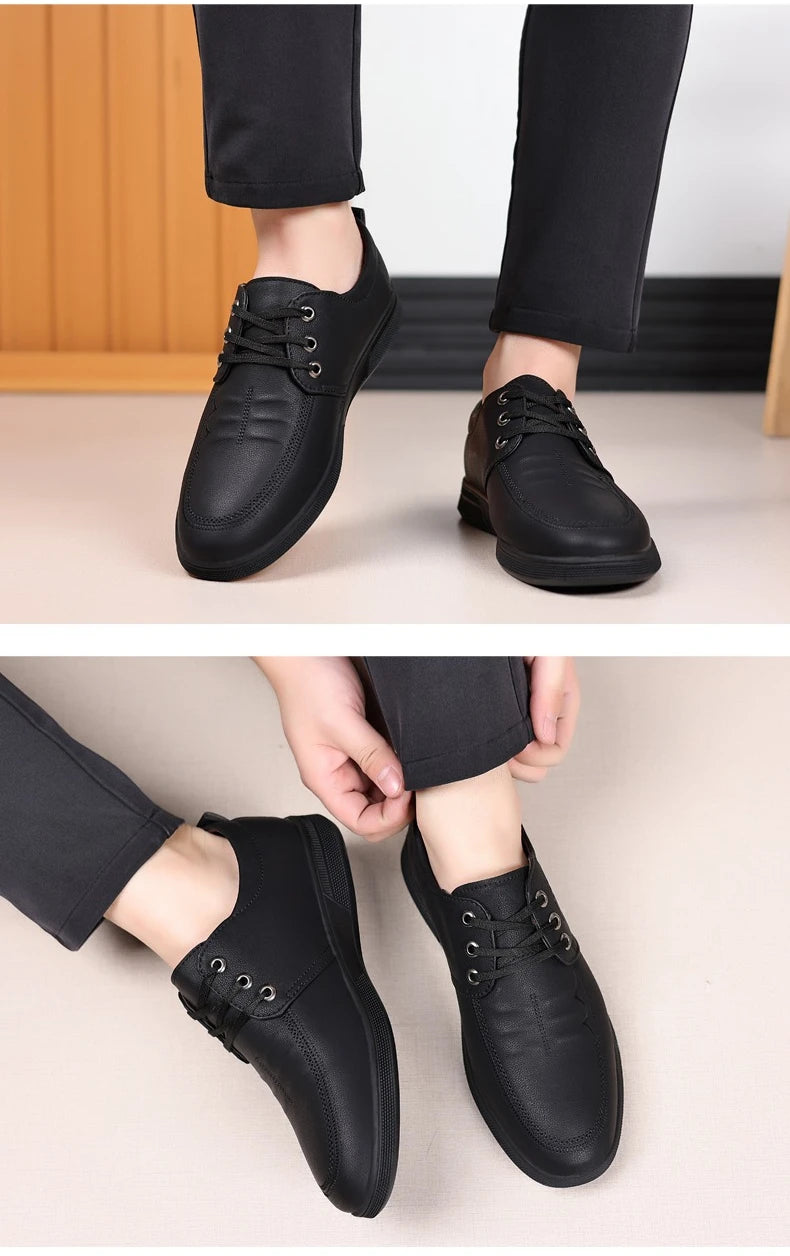 Men's Genuine Cow Leather Shoes Business Casual Shoes With Triple-Stitched Soles For Middle-Aged And Elderly Men 2025
