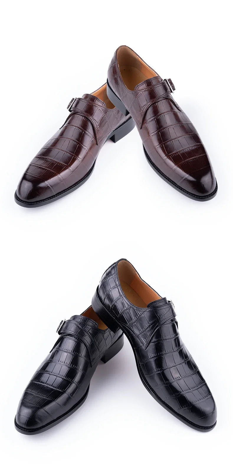 Elegant Men's Stylish Monk Strap Shoes Comfortable Genuine Leather Daily Wear Business Casual Buckle Luxury Dress High Quality