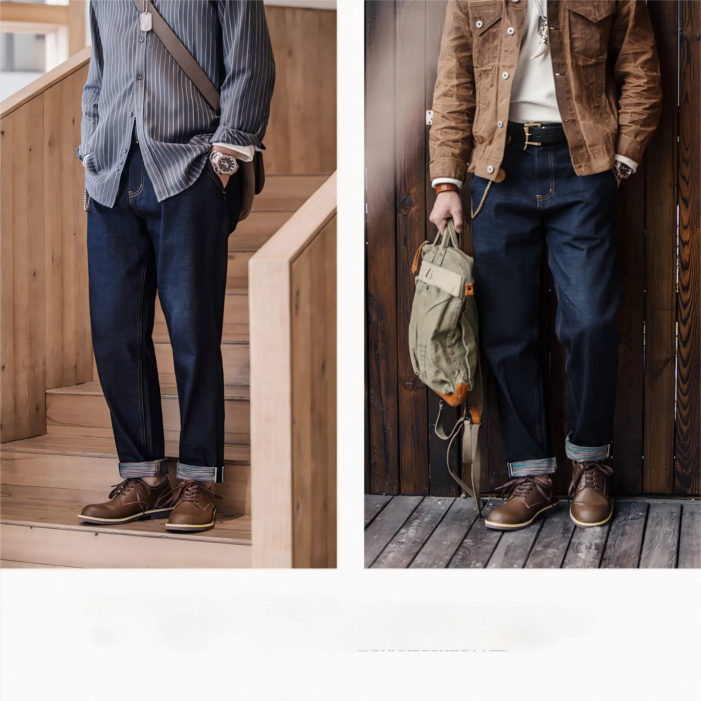 Maden Men's Vintage Split Leather Dress Shoes Classic Low-top Work Boots Round-toed Shoes for Spring Fall Smart Casual Shoes