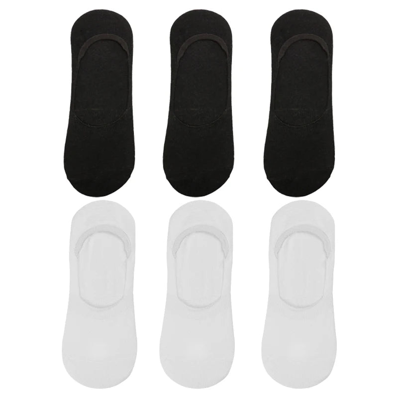 6 Pairs/Lot Men's Bamboo Breathable Invisible Socks Low Cut Casual Cotton Boat Non-Slip No Show High Quality Sock
