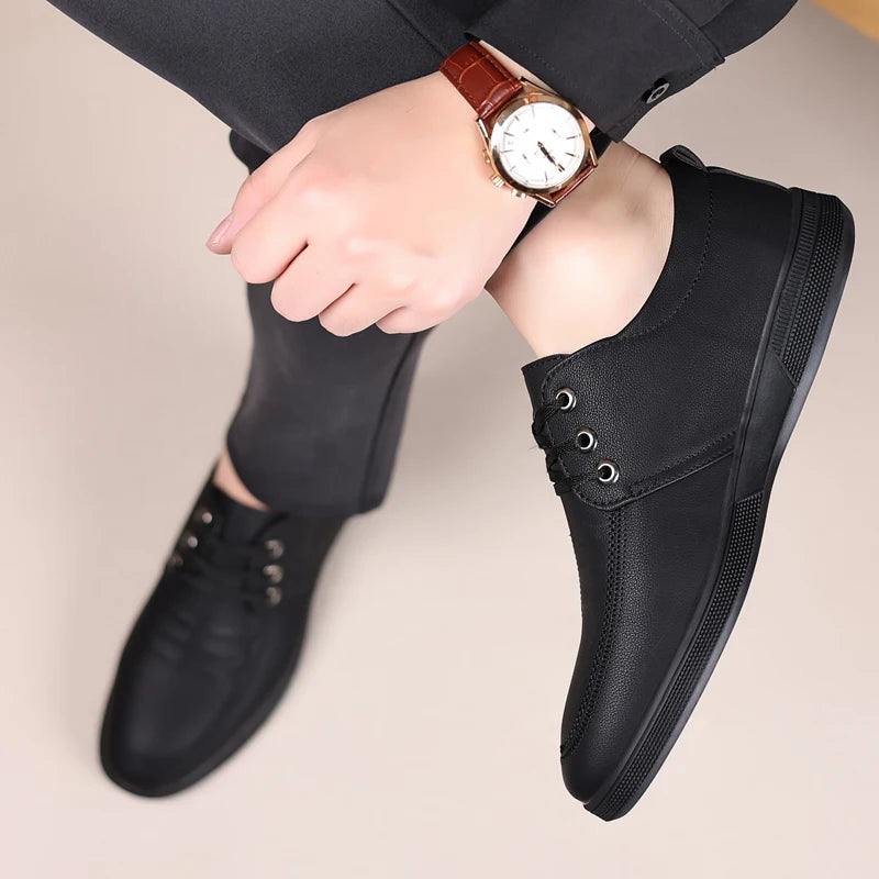 Men's Genuine Cow Leather Shoes Business Casual Shoes With Triple-Stitched Soles For Middle-Aged And Elderly Men 2025