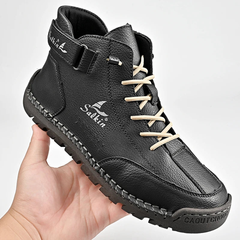 Handmade Leather Men's Boots Breathable Booties Casual Leather Shoes Man Outdoor Design Sneakers For Men Ankle Boots Boats