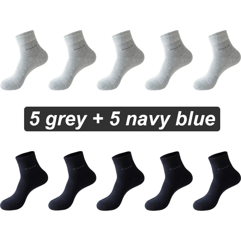 10Pairs Bamboo Fiber Socks Men Casual Business Anti-Bacterial Comfortable Breatheable High Quality Sock Male Plus Size EU38-46