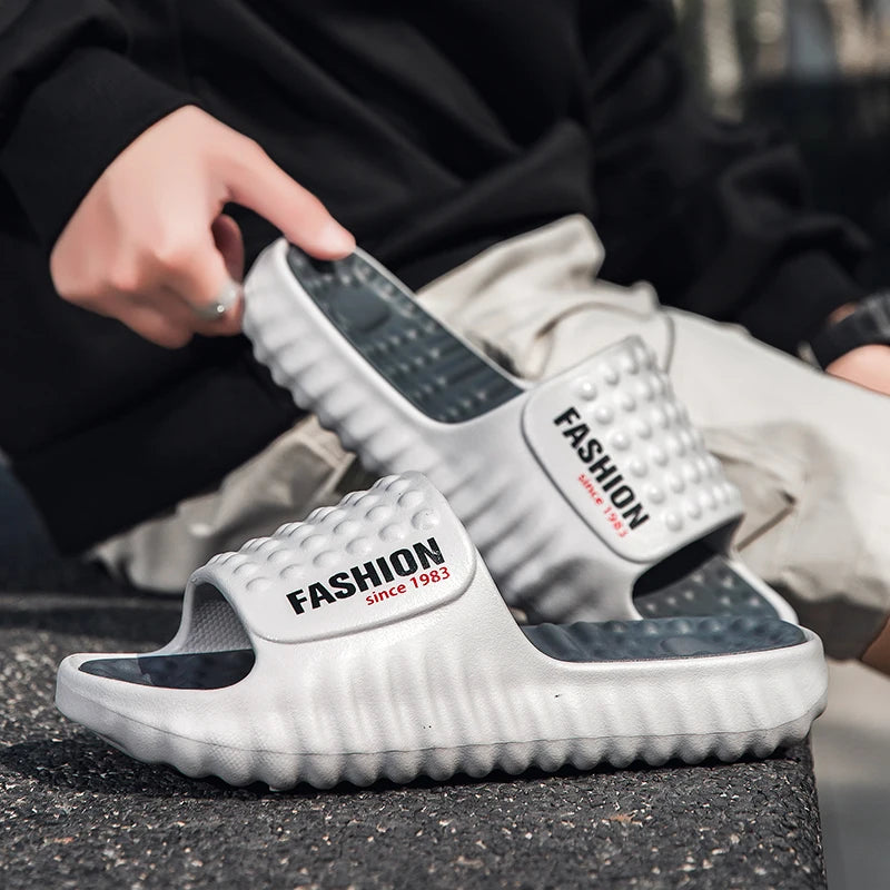 New Men's Massage Slippers Indoor Outdoor Sandals Beach Casual Shoes Comfortable Slides Mens Flip-flops Women House Slippers