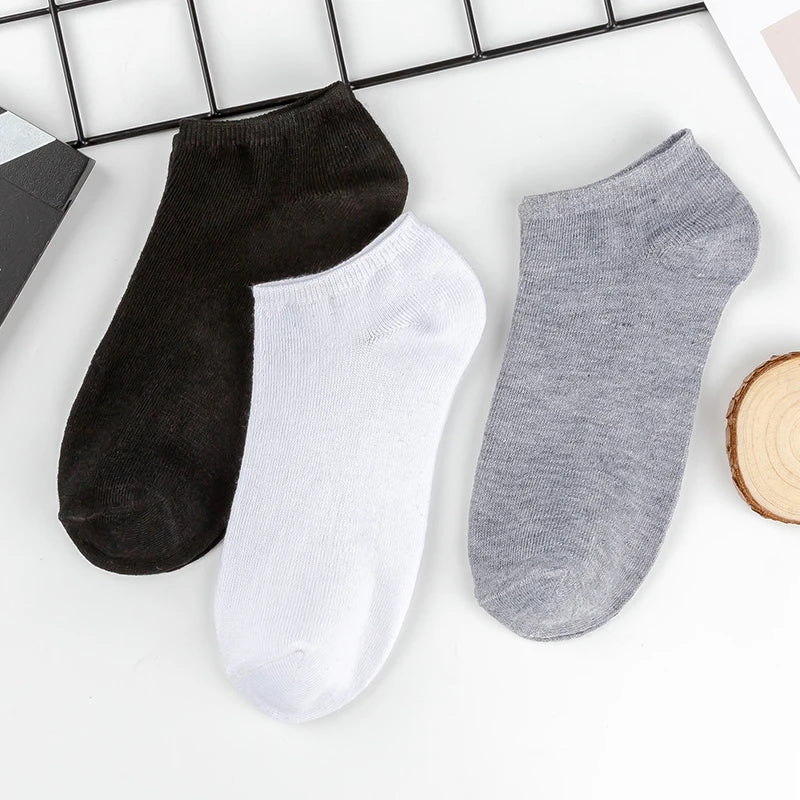2/10pairs Men's Low Cut Socks Breathable Black White Business Boat Sox Sports Non-slip Ankle Boat Male Invisible Short Socks