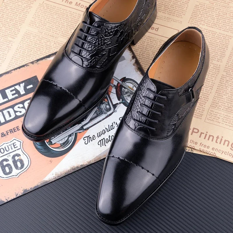Men's Genuine Leather Oxford Shoes High Quality Italian Design for Business Lace Up Formal Office Casual Dress Weddings Pointed