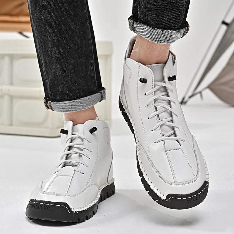 Handmade Leather Men's Boots Breathable Booties Casual Leather Shoes Man Outdoor Design Sneakers For Men Ankle Boots Boats