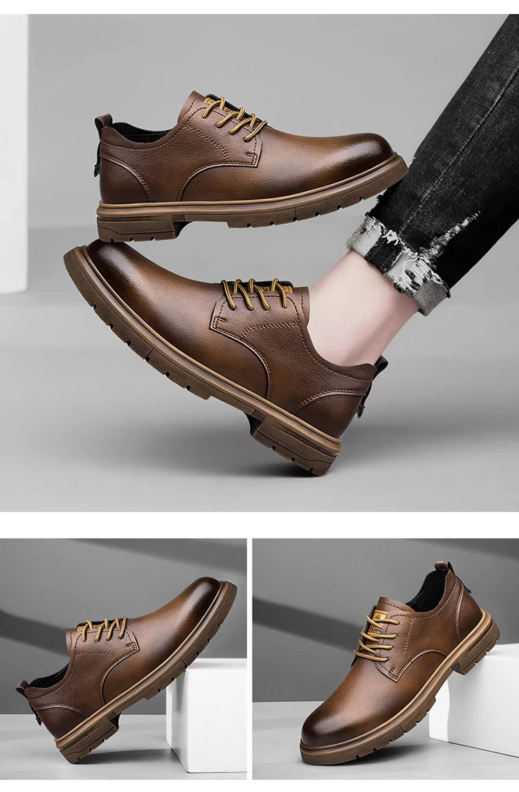 52/2000  CLOHOO handmade men's shoes business casual leather shoes breathable soft sole comfortable classic lace-up men's shoes