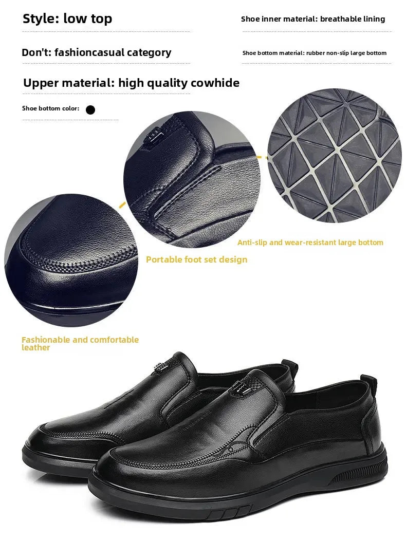 Casual Men's Leather Shoes Anti-slip Wear-resistant Business Style Spring New Arrival Comfortable Polyurethane Upper PVC Outsole