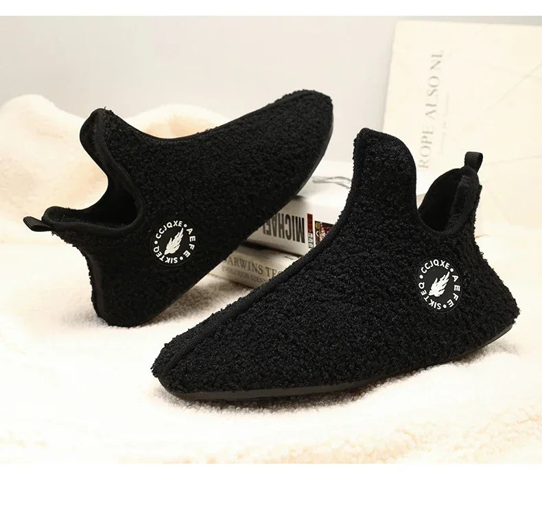 YRZL Winter Slippers Men Couple Slippers Non-slip Warm Women and Men Slipper Indoor Soft Shoes Comfortable Flat Home Cotton Shoe