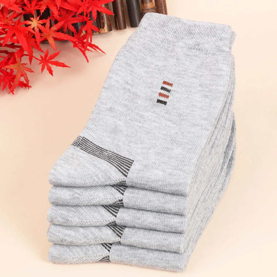 5 Pairs Men's Long Socks Soft Comfortable Wear-resistant Sturdy Casual Simple Fashion Black Large Szie Mid-calf Socks