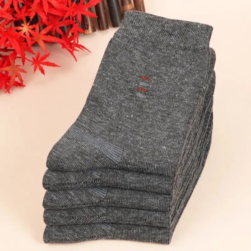 5 Pairs Men's Long Socks Soft Comfortable Wear-resistant Sturdy Casual Simple Fashion Black Large Szie Mid-calf Socks