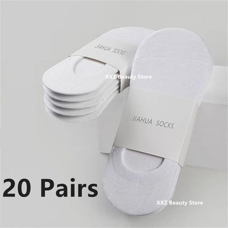 1/5/10/20 Pairs Summer Autumn Boat Socks For Men Women Non-slip Silicone Invisible Cotton Socks Male Ankle Sock Slippers
