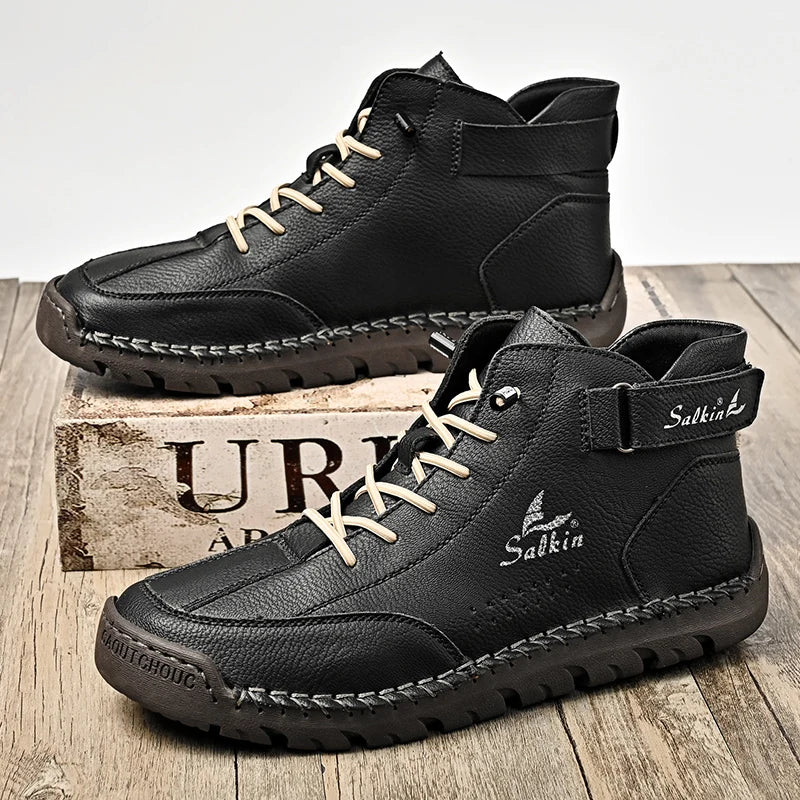 Handmade Leather Men's Boots Breathable Booties Casual Leather Shoes Man Outdoor Design Sneakers For Men Ankle Boots Boats