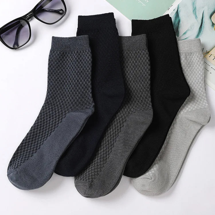 5 Pairs Men Bamboo Fiber Crew Socks Man High Quality Spring Autum Winter Business Breathable Male Dress Ankle Socks