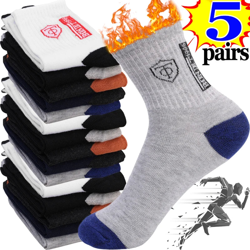 5 pairs of breathable cotton sports socks men's bamboo fiber spring, summer and autumn men's socks sweat deodorant business sock