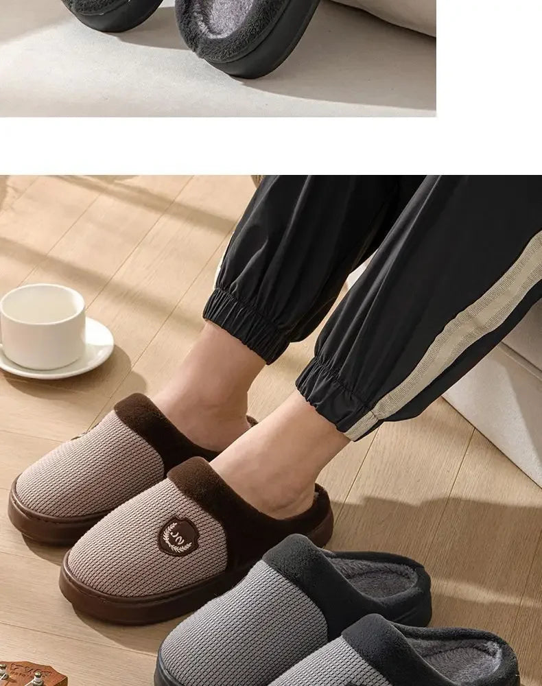 2023 New Winter Fleece-lined Cotton Slippers For Men Women Home Use Non-slip Thick Bottom Indoor Outdoor Wear Couples Warm