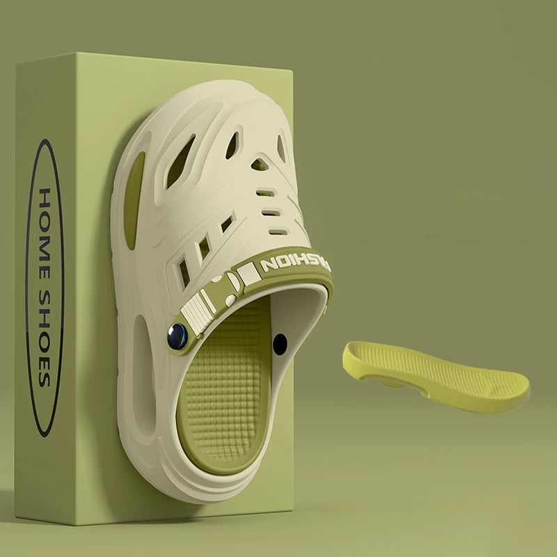 Smile Men's And Women's Cave Shoes Fashion Breathable Sandals With Removable Insoles Non-slip Cushioned Thickened Soft Slippers