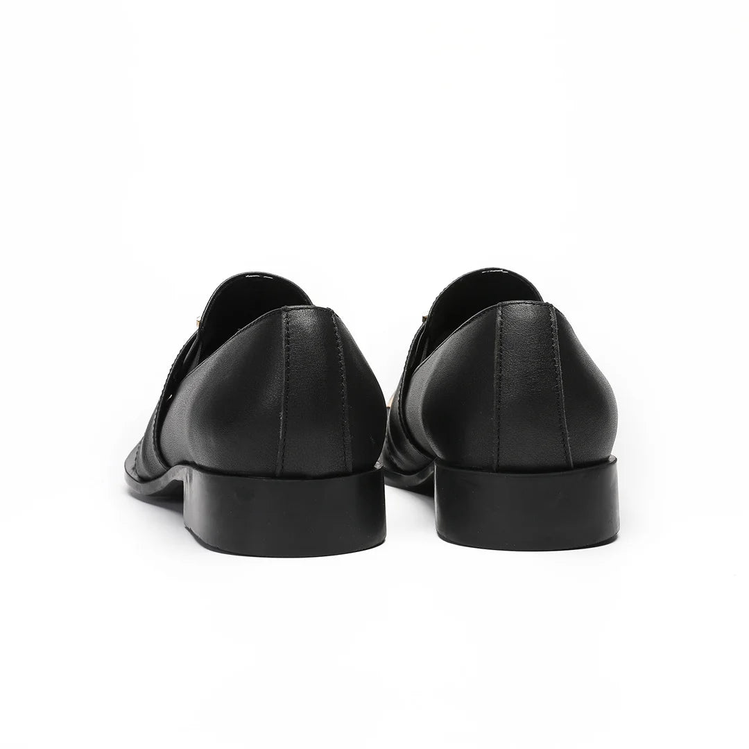 Men's Genuine Leather Fashion Graffiti Designer Flats Metal Pointed Toe Party Dressing Shoes plus Size