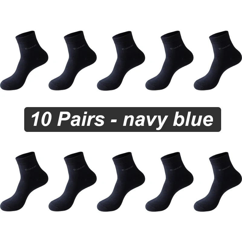 10Pairs Bamboo Fiber Socks Men Casual Business Anti-Bacterial Comfortable Breatheable High Quality Sock Male Plus Size EU38-46