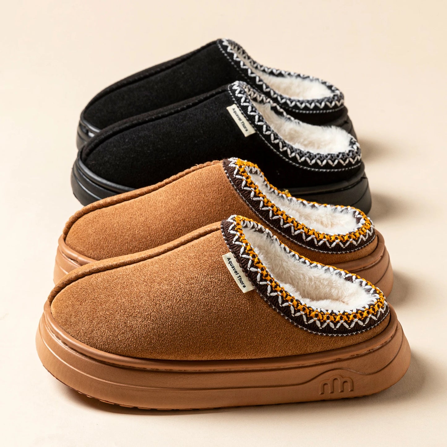 Warm Simple Casual Couples Men's Slippers Winter Boots Comfy Fashion Bedroom Soft Sole Women's Home Plush Shoes Indoor Non-slip