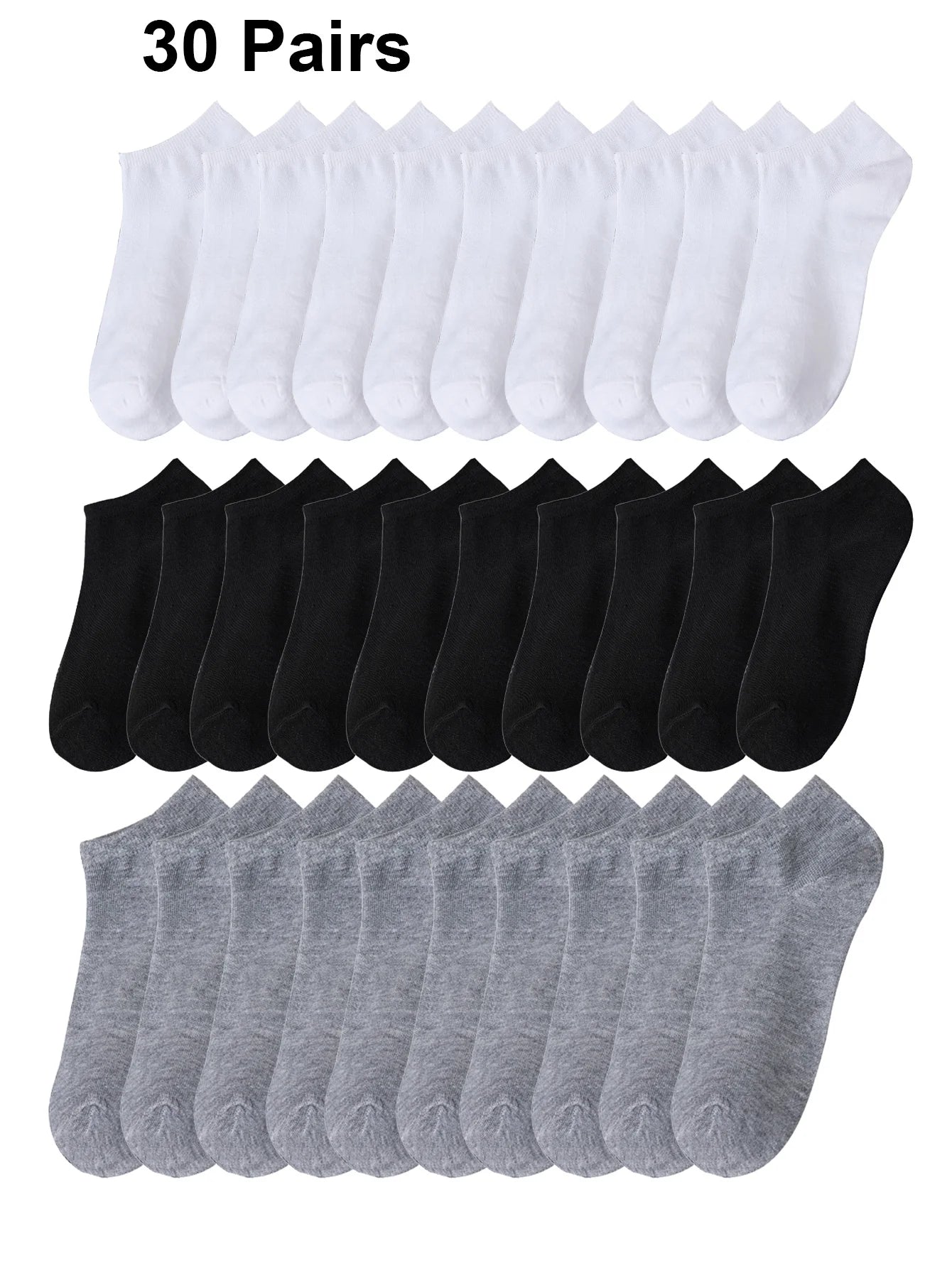 10/20/30/40/60 Pairs Of Unisex Solid Color Socks Comfy Breathable Soft Sweat Absorbent Socks For Daily And Outdoor Wearing