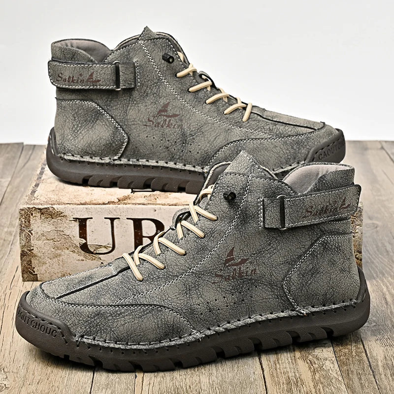 Handmade Leather Men's Boots Breathable Booties Casual Leather Shoes Man Outdoor Design Sneakers For Men Ankle Boots Boats