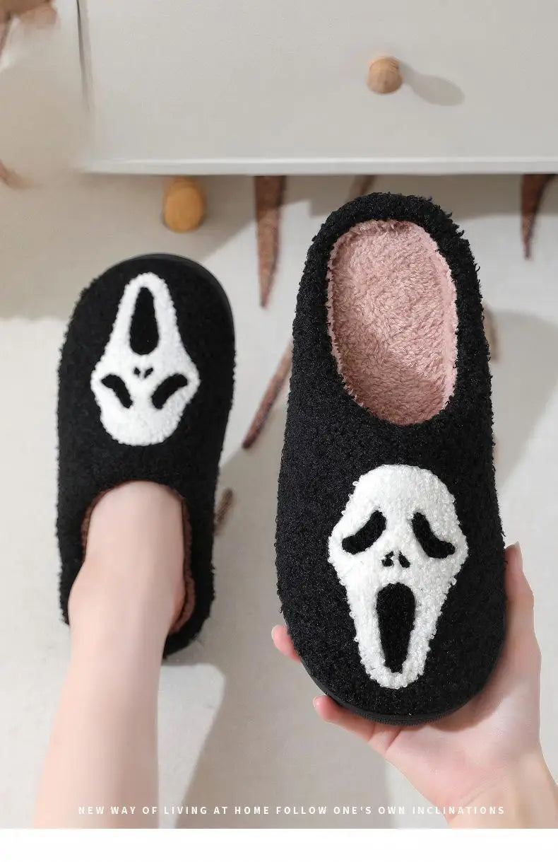 Men's Classy New Halloween Skull Cartoon Warm Winter Cotton Slippers for Men and Women Couples Home Indoor Cotton Slippers for Men