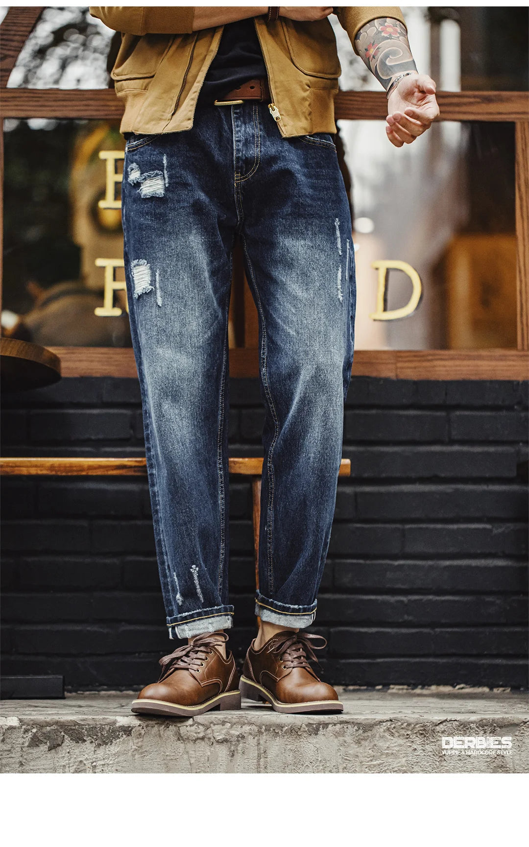 Maden Men's Vintage Split Leather Dress Shoes Classic Low-top Work Boots Round-toed Shoes for Spring Fall Smart Casual Shoes