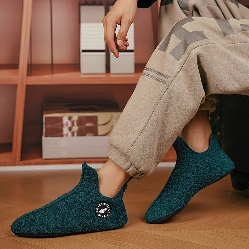 YRZL Winter Slippers Men Couple Slippers Non-slip Warm Women and Men Slipper Indoor Soft Shoes Comfortable Flat Home Cotton Shoe