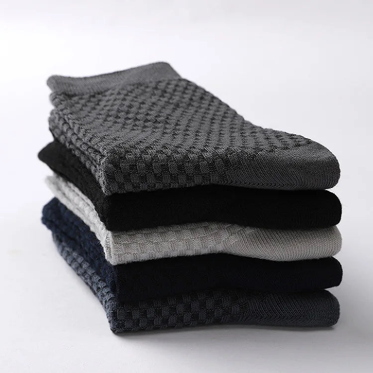 5 Pairs Men Bamboo Fiber Crew Socks Man High Quality Spring Autum Winter Business Breathable Male Dress Ankle Socks