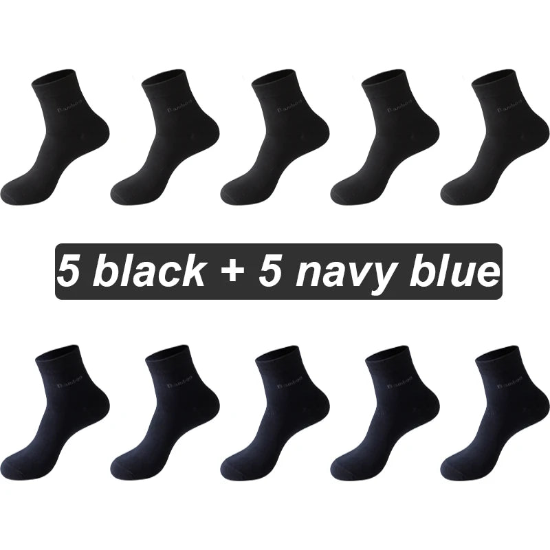 10Pairs Bamboo Fiber Socks Men Casual Business Anti-Bacterial Comfortable Breatheable High Quality Sock Male Plus Size EU38-46