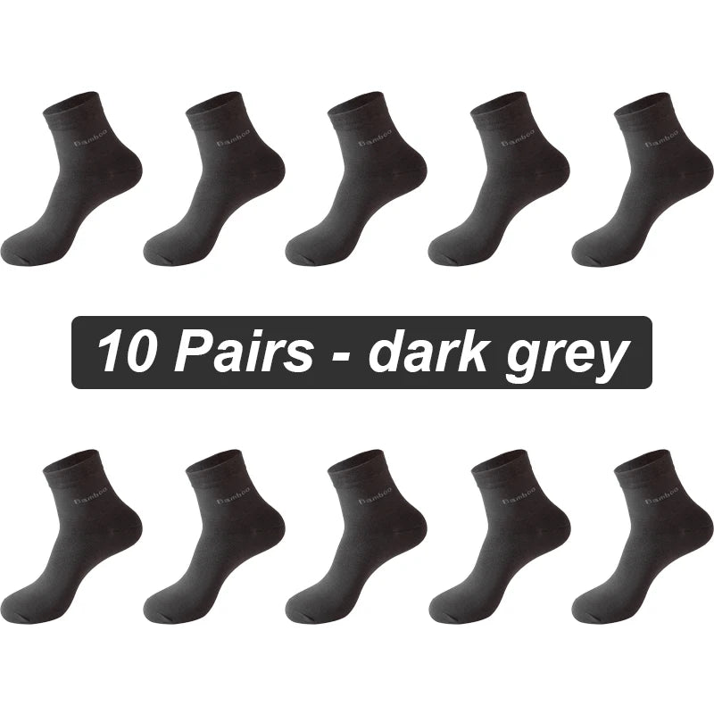 10Pairs Bamboo Fiber Socks Men Casual Business Anti-Bacterial Comfortable Breatheable High Quality Sock Male Plus Size EU38-46