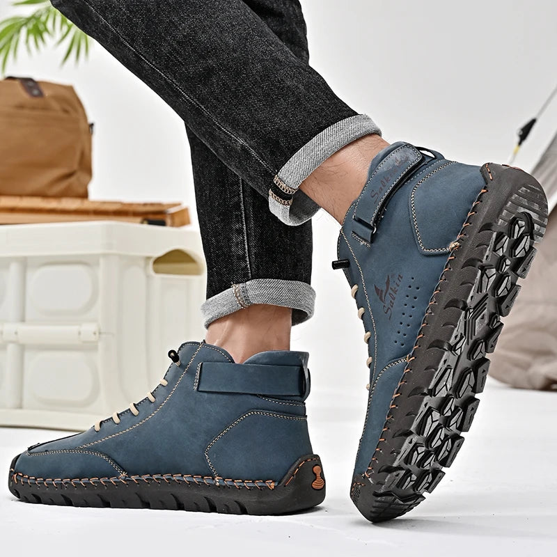 Handmade Leather Men's Boots Breathable Booties Casual Leather Shoes Man Outdoor Design Sneakers For Men Ankle Boots Boats