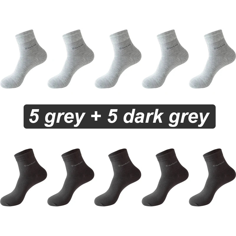 10Pairs Bamboo Fiber Socks Men Casual Business Anti-Bacterial Comfortable Breatheable High Quality Sock Male Plus Size EU38-46