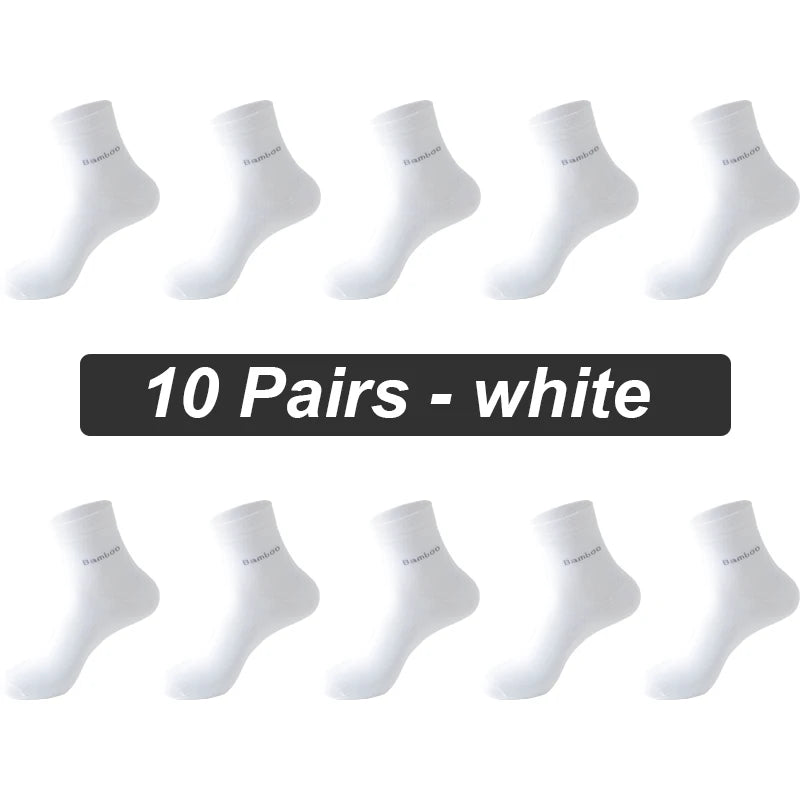 10Pairs Bamboo Fiber Socks Men Casual Business Anti-Bacterial Comfortable Breatheable High Quality Sock Male Plus Size EU38-46